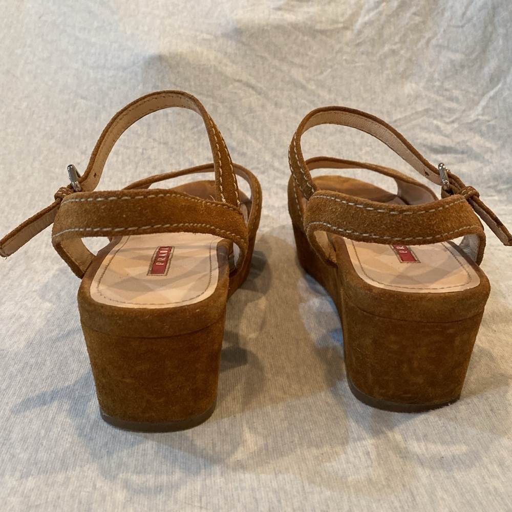 Prada brown suede platform sandals w adjustable ankle strap VGUC EU 37 - Picture 7 of 16
